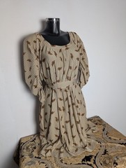 NUMPH Beige Leafs Pattern Pleated Belted Dress Tunic size 14