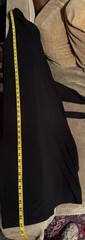 Eileen Fisher L (XL) Black MINIMALIST pull on TIE MIDI DRESS stretch jersey 45&Prime;