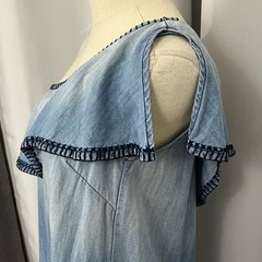 Cloth & Stone Chambray One Shoulder Dress Ruffle Women S Blue Shift Boho Coastal
