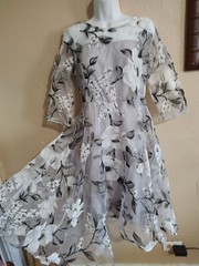 NWT Silver White Floral Print Chiffon Sheer Dress Fashion Mia Small Medium