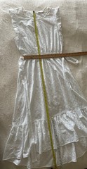 Lucky Brand Dress Maxi White S 💯% Cotton Reese Flutter Sleeve Embroidered
