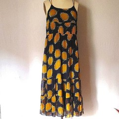 Vini Kawen Sunflower Print Navy and Yellow Maxi Dress Size M