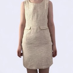 White Beige Gold Sparkle Formal Dress Open Back Love 21 Small S