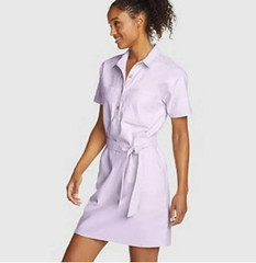 NWT EDDIE BAUER EB Hemplify Utility SS Dress Women&rsquo;s L Lavender Mist Hemp Blend