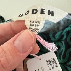 Boden Abigail Long Sleeve Jersey Dress NWT Green Black Ribbon Wave Pattern US 8R
