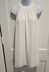 Aryeh Sleeveless A-line Sheath White Knee Length High Neck Dress Size Small
