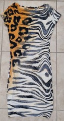 ROBERTO CAVALLI Animal Print Sheath Dress Crystals Boat Neck