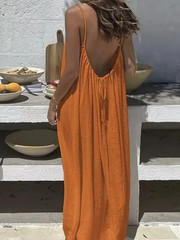 BreezeMuse Backless Maxi — Adjustable Fit, Summer Flow