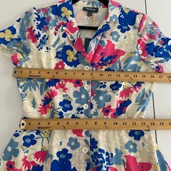 Modcloth Exciting Find Shirt Dress Size Small Belted Blue Pink Floral Button