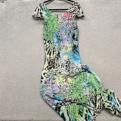 Midnight Velvet Chiffon Dress Womens 16 Reversible Floral Animal Print Fairy Y2K