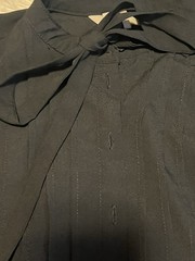 H&M Black Solid Button-Front Bow Accents Long Sleeve Knee-Length Shirt Dress XS