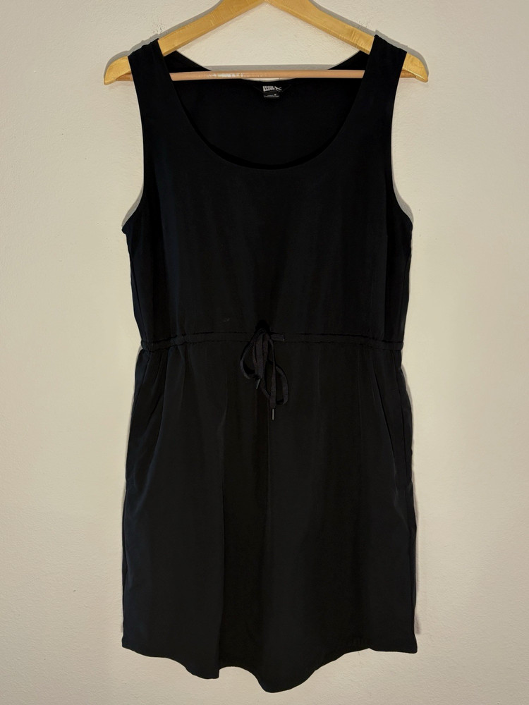Eddie Bauer Athletic Sleeveless Tank Dress Drawstring Waist Hiking Sz M Black