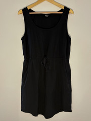 Eddie Bauer Athletic Sleeveless Tank Dress Drawstring Waist Hiking Sz M Black