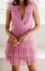 Monique Lhuillier Dotted Tulle Party Dress in Bubblegum (Size 12) NWT NEW