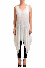 Just Cavalli Women&rsquo;s White Sleeveless Shift Tunic Dress US S IT 40