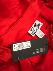 NWT~ Future Collective sz 8 Red LS Rosette Mini Dress Silky Satin Cocktail FC