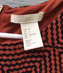 H & M Red Black Chiffon Shift Dress (Size 4 / 34) Retro Mod Graphic Geometric