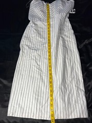 Strapless Pin Stripe Stretch Zip Back Bodycon Pencil Dress NWT Large