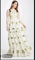 Agua by Agua Bendita Herbarium Linen Maxi Dress SZ Medium Multicolor