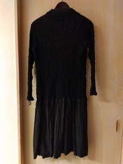 M24 ISSEY MIYAKE me Stretch Crinkled Switch Dress Black Shirt Style Open Front C