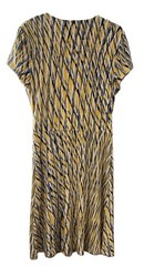 Anne Klein Women&rsquo;s 10 Yellow/Black/White Abstract Sheath V-Neck Twist Dress Fun