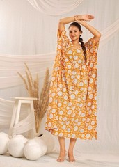 Handmade Cotton Kaftan | Block Printed | Boho Resort Wear cotton Boho Dress
