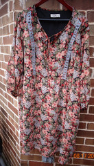 Agnes Orinda Long Sleeve Black Floral Shift Dress Womens 4X