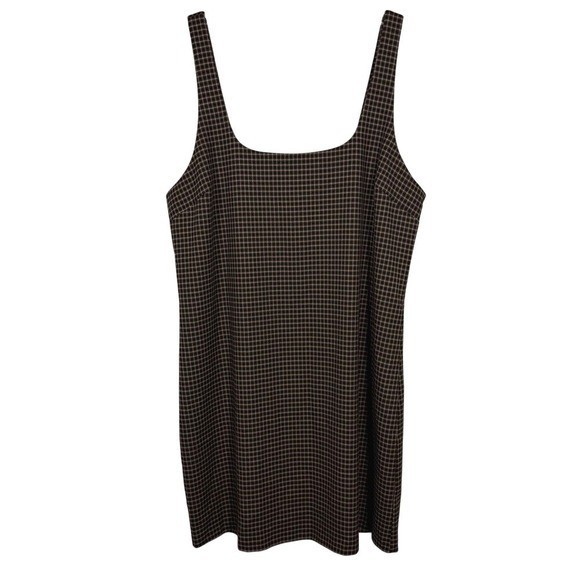 Banana Republic Brown Checkered Mini Dress Sleeveless Square Neck Preppy Office