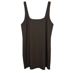 Banana Republic Brown Checkered Mini Dress Sleeveless Square Neck Preppy Office