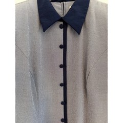 Kathie Lee Button Down Houndstooth Maxi Dress Womens 14 Blue Vintage 90s Cottage