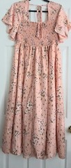 Floral Midi Dress Women&rsquo;s Size 2XL* Square Neck Smocked Cottagecore Prairie