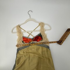 Intimately Free People Rose Floral Lace Trim Slip Dress Chartreuse Yellow XS