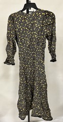 NEW Petal And Pup Simone Black Floral Puff Sleeve Boho Tiered Midi Dress Size S