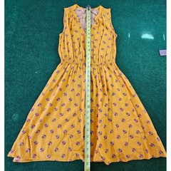 Old Navy Yellow Floral Sleeveless V Neck Smocked Waist Midi Dress XS