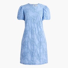 NWT J.Crew Size 4 Factory Embroidered Puff-sleeve Mini Dress Blue Summer