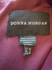 Donna Morgan Plum Purple V Neck Fit Flare Dress NWT Long Sleeve Sz 10 Elegant