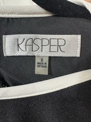 Kasper Black & White Trim Sheath Dress Sleeveless Round Neck Knee Length 8