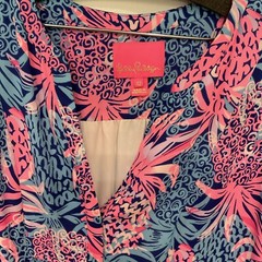 Lilly Pullizer Gabriel Borealis Blue Tropic Down Low Dress, Size 12