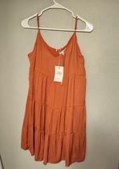 Naked Zebra Spaghetti Strap Dress, Rusty Orange, Size L, New With Tags Sundress