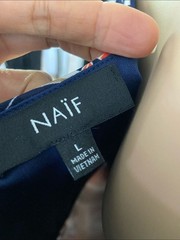 NAIF Navy Maxi Dress with Red Floral Print Sz L