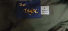 New JUST TAYLOR Size 4 Twisted Front Shirt Dress Long Sleeves Button Cuff Olive