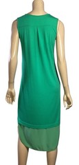 🌻.RIDLEY SIZES EMERALD GREEN JERSEY TUNIC MIDI DRESS CREPE SILK HEMLINE