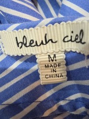 Bleuh Ciel Blue and White Vertical Pinstriped Bell Sleeve Tunic Dress – Size M
