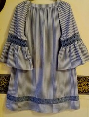 Crown & Ivy 1X Curvy Line Coastal Boho, Striped Split Neck Shift Tunic 👗 Dress