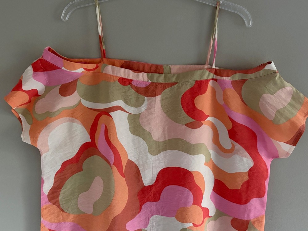 Like Love Rayon/Nylon Off Shoulder w/Strap Made in Mexico Silky Midi, Abstract L
