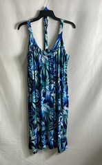 Tommy Bahama Women&rsquo;s Blue Teal Tropical Palm Leaf Halter Dress NWT Sz XL
