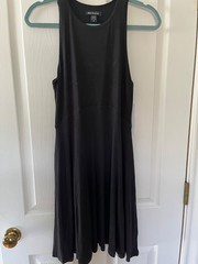 Athleta Santorini Dress Black Rib Knit Sleeveless Fit & Flare, S, NWT