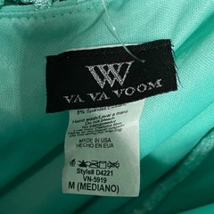 Va Va Voom Dress MediumTurquoise Halter Rhinestone Accent Knot Waist Maxi 3576