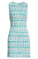 St. John Collection Womens Sleeveless Tweed Mini Sheath Dress Teal Multi Size 10