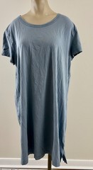LULULEMON DAY TRIPPER Womens Sz 10/12 Blue Gray Cut Out Back Stretch Shirt Dress